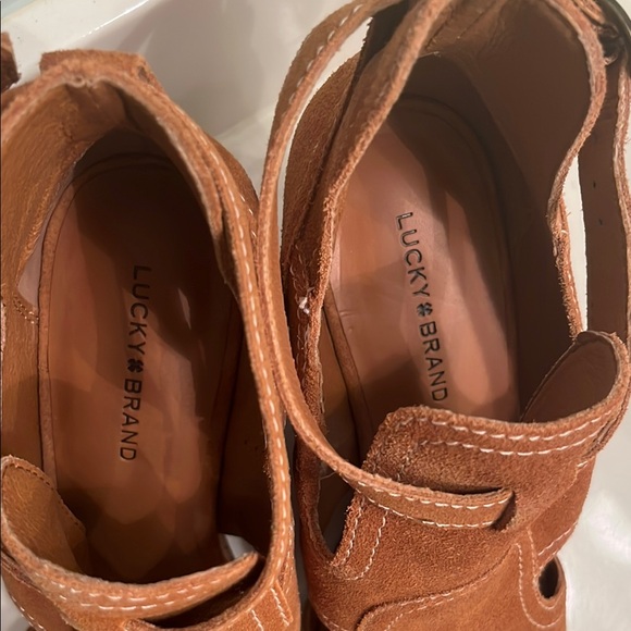 Lucky Brand Women's Tan Wedge Sandals - Picture 2 of 5